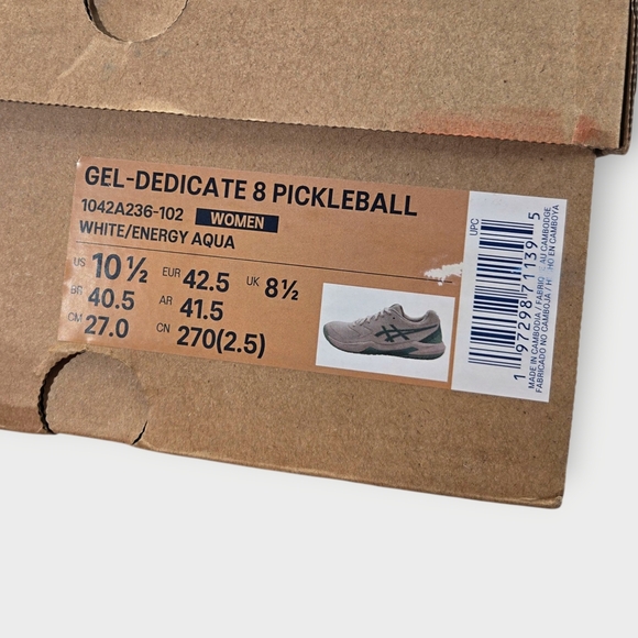 Asics Gel Dedicate 8 Shoes Womens 10.5 White Tennis Court Pickleball Sneakers - Picture 4 of 16